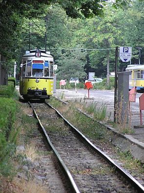 červenec 2004 - Tramvaje v Aradu jezdí krásným parkem.